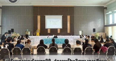 นางสาวสุธาสินี ธนัฐนุตินันท์ ผู้อำนวยการโรงเรียนสาธิตมหาวิทยาลัยราชภัฏเลย ประชุมครูและบุคลากร ในการขับเคลื่อนทิศทางพัฒนาโรงเรียน